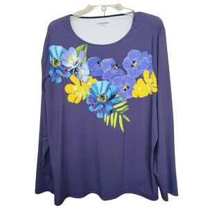 Lands' End Women's Purple Floral Rash Guard Size 2X